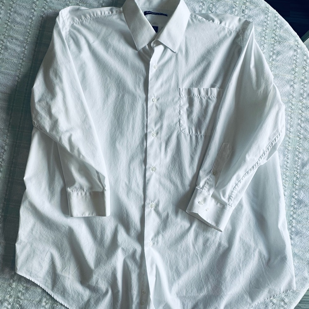 Preswick & Moore White Dress Shirt Crisp Cotton Long-Sleeved w/Pocket